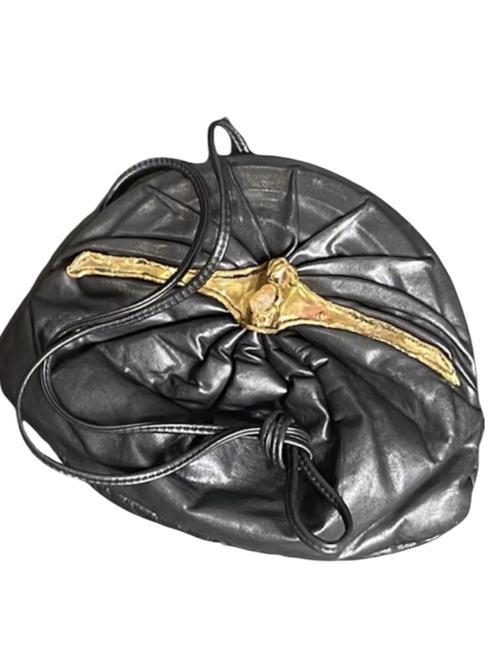 Fancy Nancy Vintage Black Leather Artisan Bag